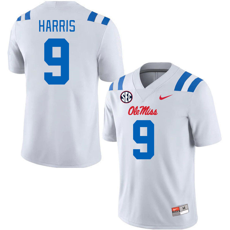 Men #9 Tre Harris Ole Miss Rebels 2024 New Uniforms College Football Jerseys Stitched-White